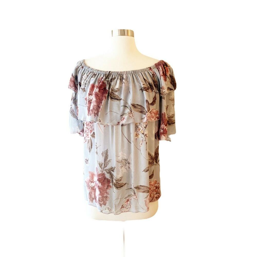 CHASER Blouse Medium Heirloom Gauze Floral Off Shoulder Elbow Sleeve Medium NEW - Picture 8 of 8